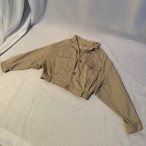Pull&Bear Cropped Utility Jacket – Tan/Beige